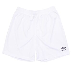 Umbro Mens Medium Solid White Black Logo Gym‎ Running Soccer Shorts Polyester